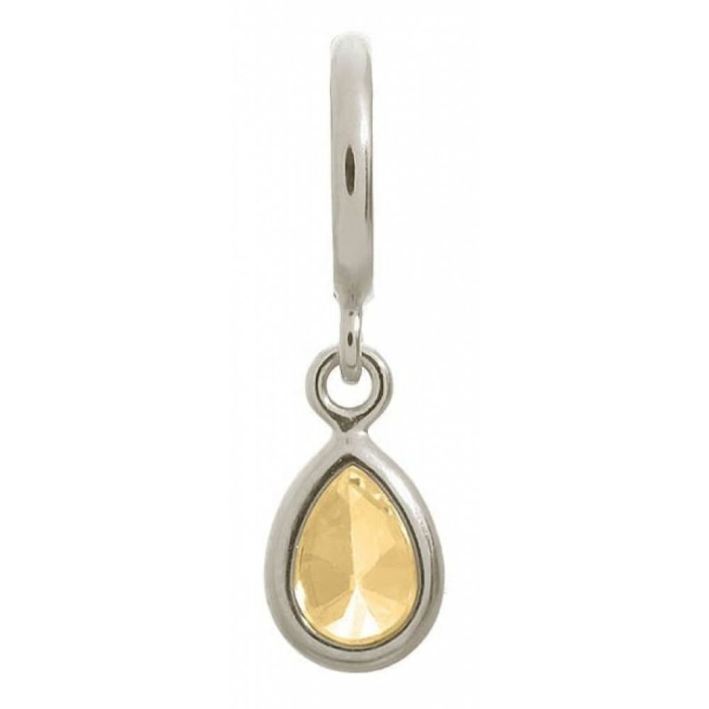 Yellow CZ Drop Sterling Silver Charm