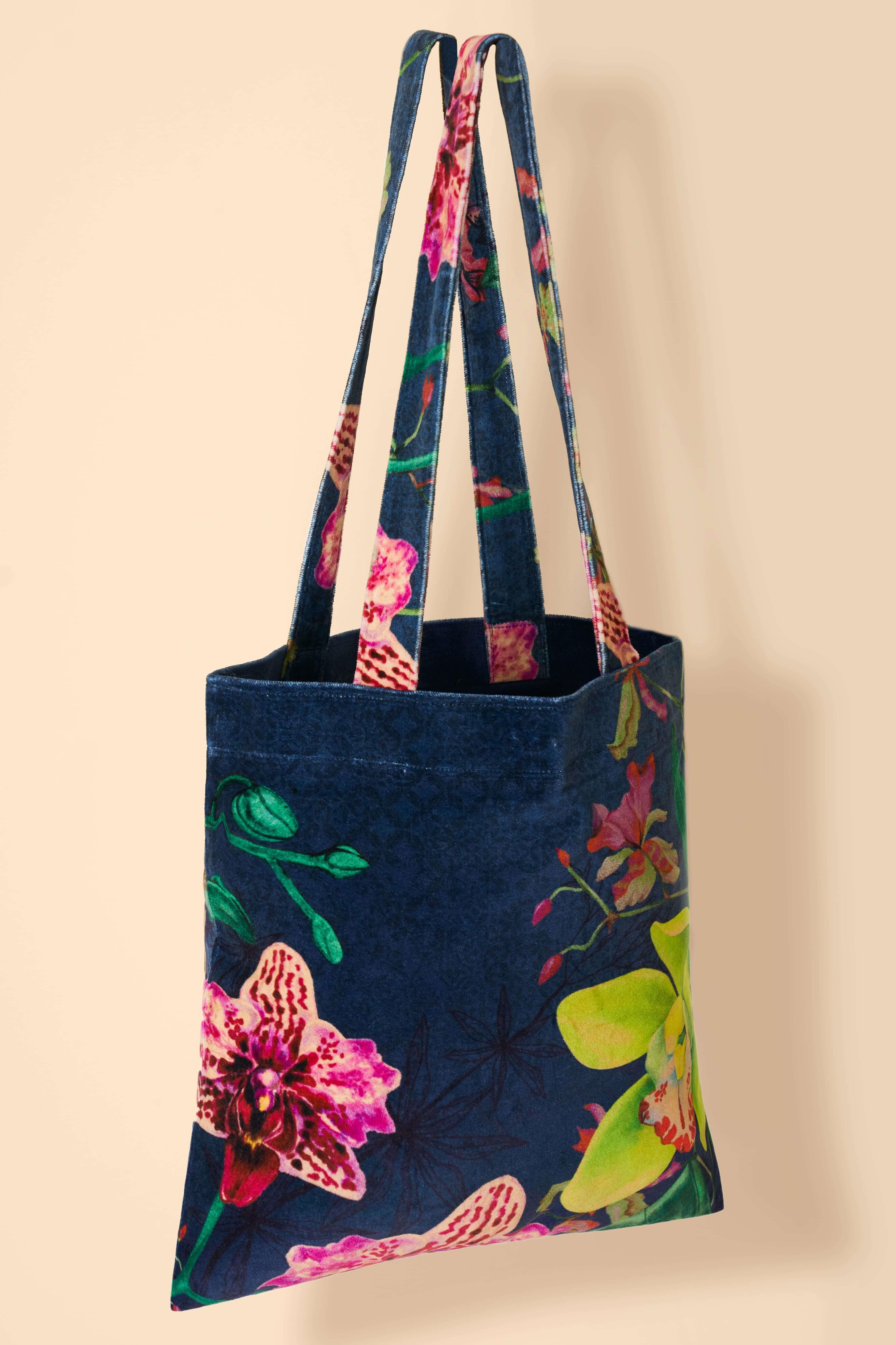 Velvet Tote Bag - Exotic Evening, Ink