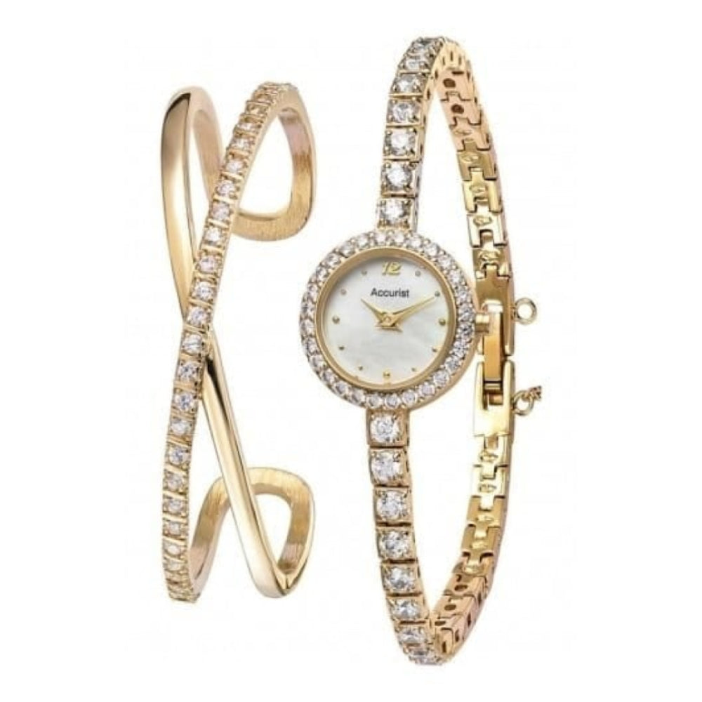 Gold Plated Accurist Ladies Watch & Bangle