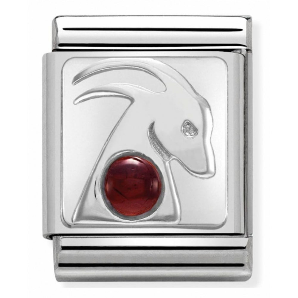 Zodiac Composable Big Stainless Steel, Sterling Silver & Gemstone Capricorn Charm