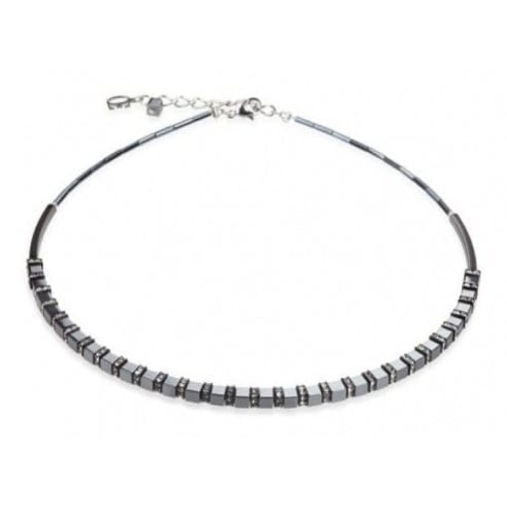 Ladies Haematite & Rhinestone Rondelles Necklace