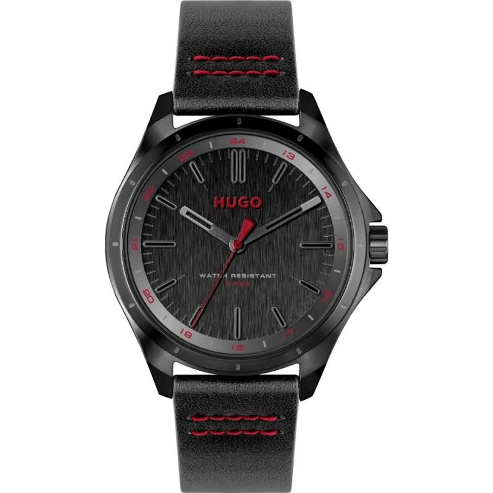 #COMPLETE Black Dial With Black Leather Strap Mens Watch