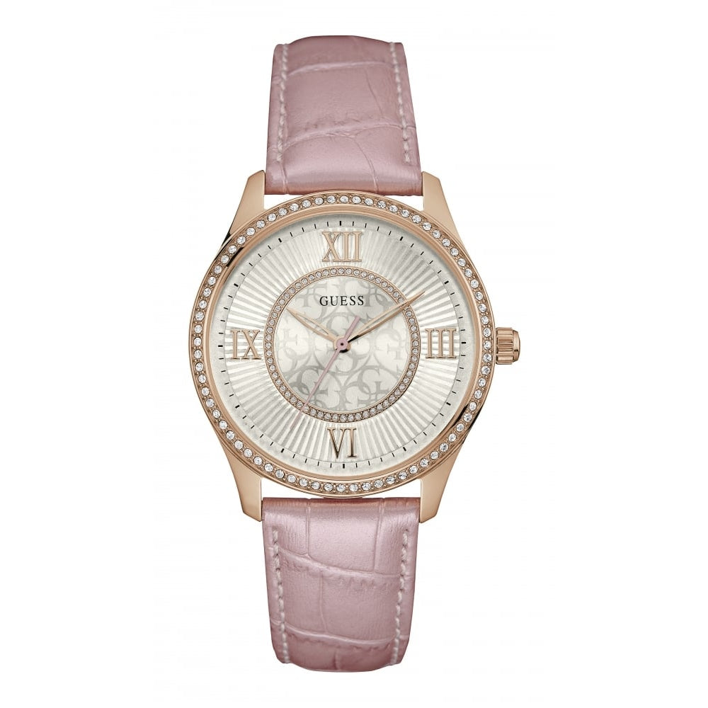 Womens Rose Plated Crystal Wristwatch