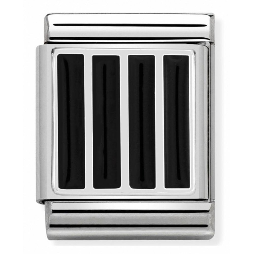 Vertical Grid Symbol Plaque Composable Stainless Steel, Enamel And Sterling Silver Big Charm