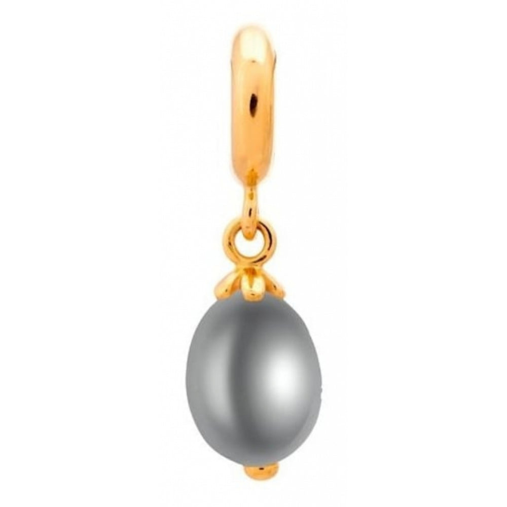 Grey Pearl Drop Gold Charm