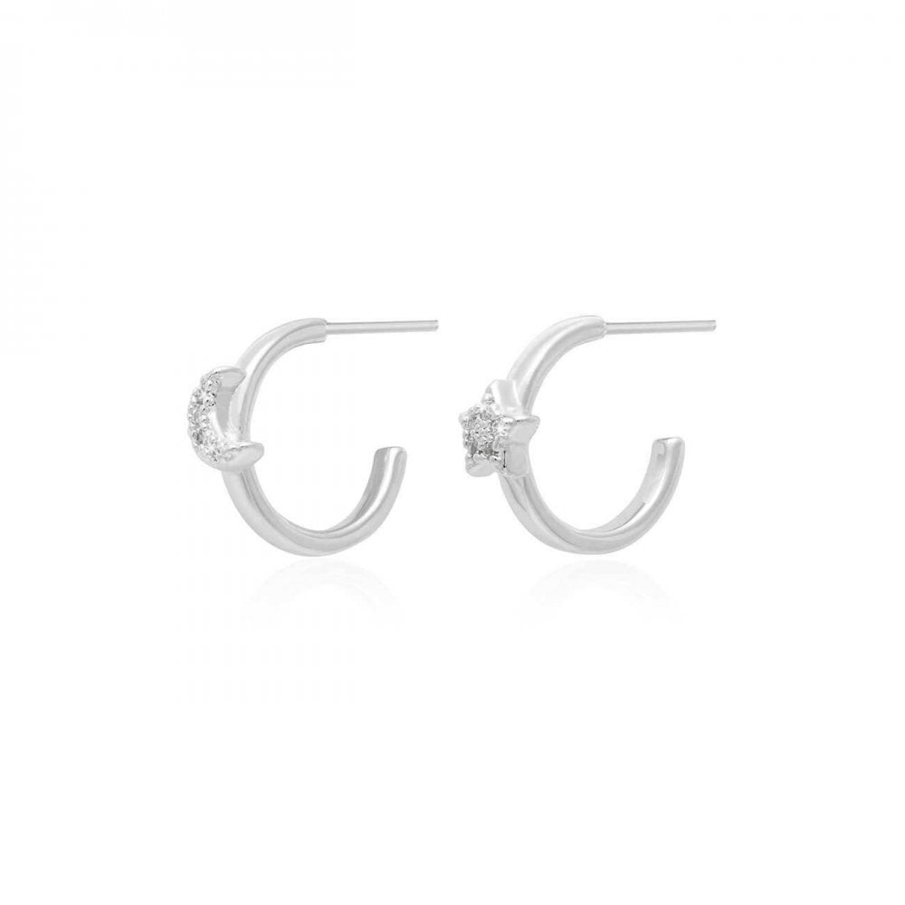 Estelle | Silver | Star & Moon Hoop | Earrings