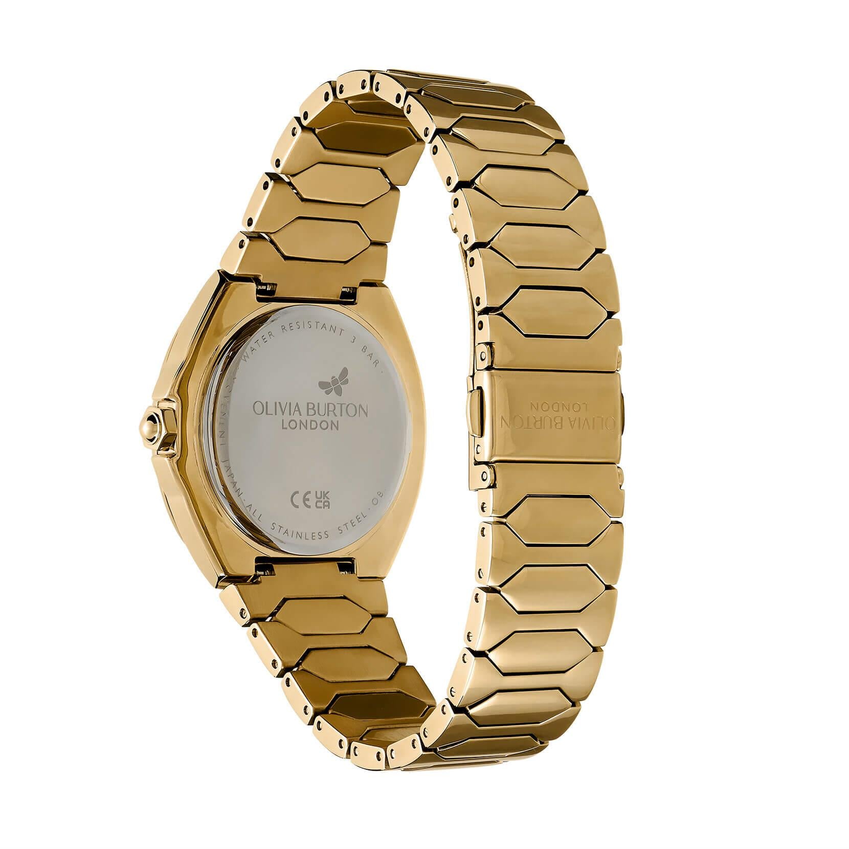 Lustre Multi-Function Black Dial & Gold Bracelet Watch