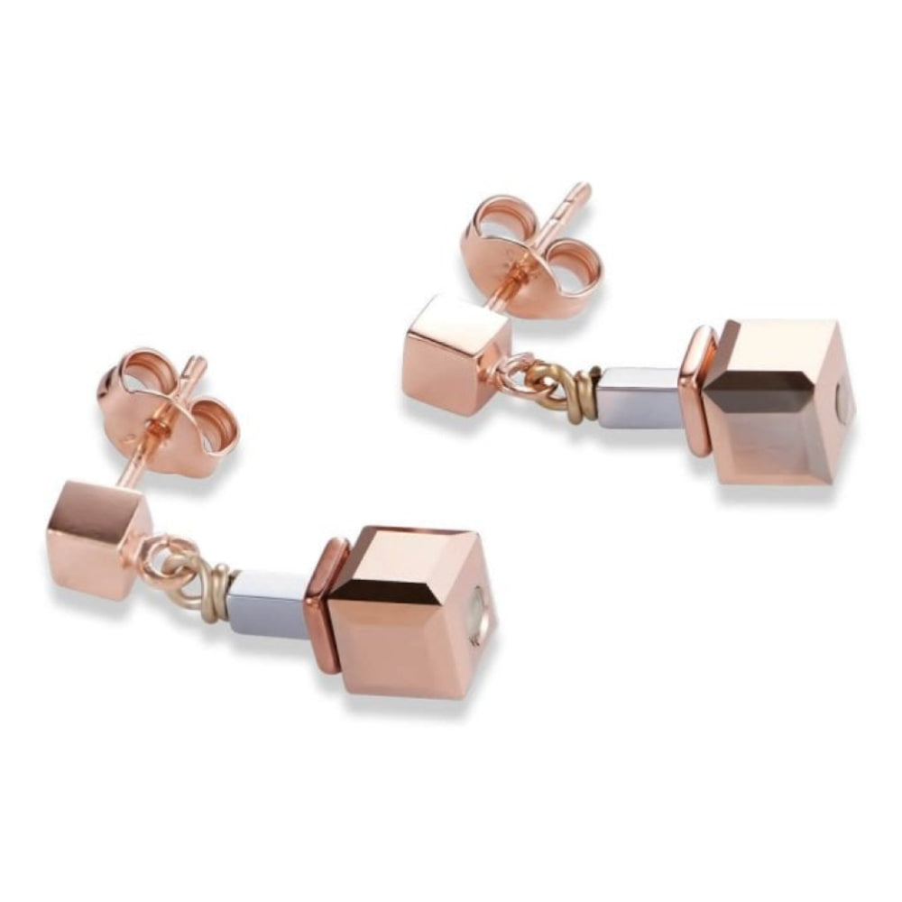 Beige-Rose Earrings with Stickpin