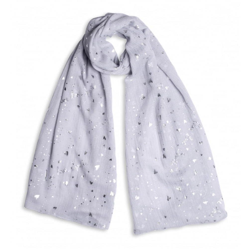 Sentiment Scarf - Live Love Sparkle - Pale Grey/ Silver Foil Print