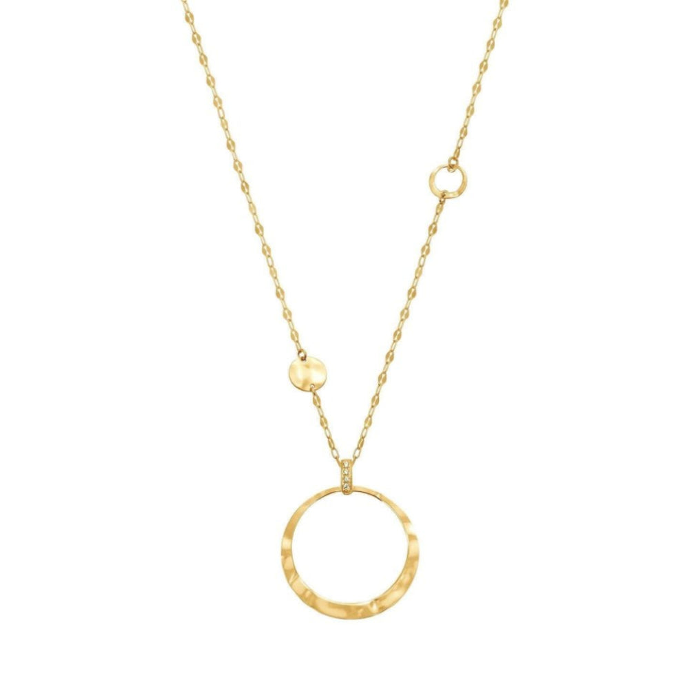 LUNA Pendant In 925 Silver & CZ Short Yellow Gold