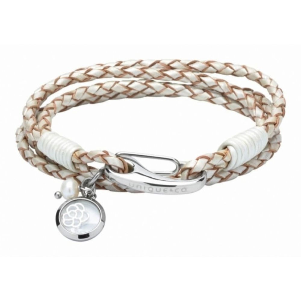 Pearl Leather Bracelet With Stainless Steel Clasp, Pearl & Flower CZ Charm
