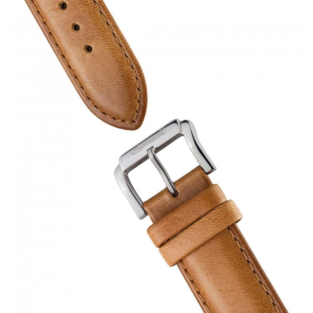 Mens The Protagonist Automatic Watch with Silver Dial and Camel Leather Strap