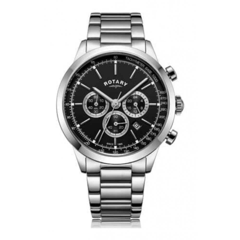 Stainless Steel Black Chronograph Gents Watch