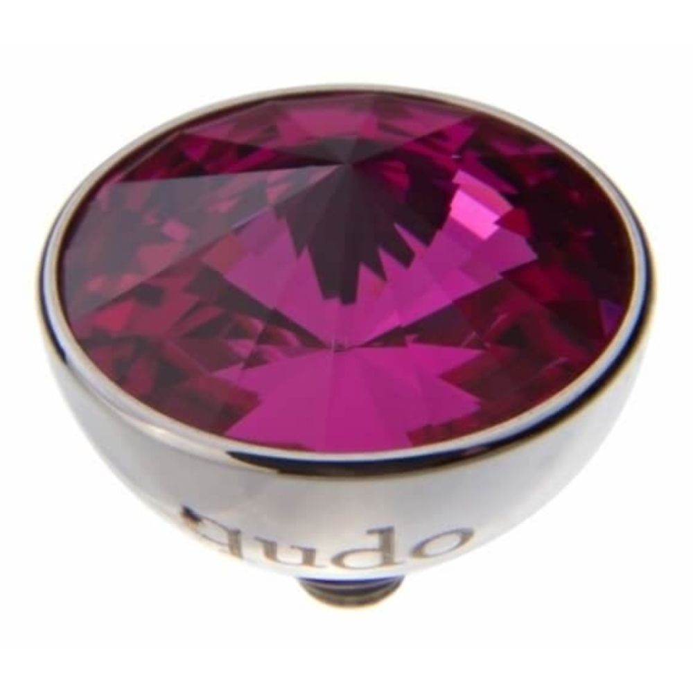 Famosa Silver 11.5mm Bottone Ring Top Fuchsia