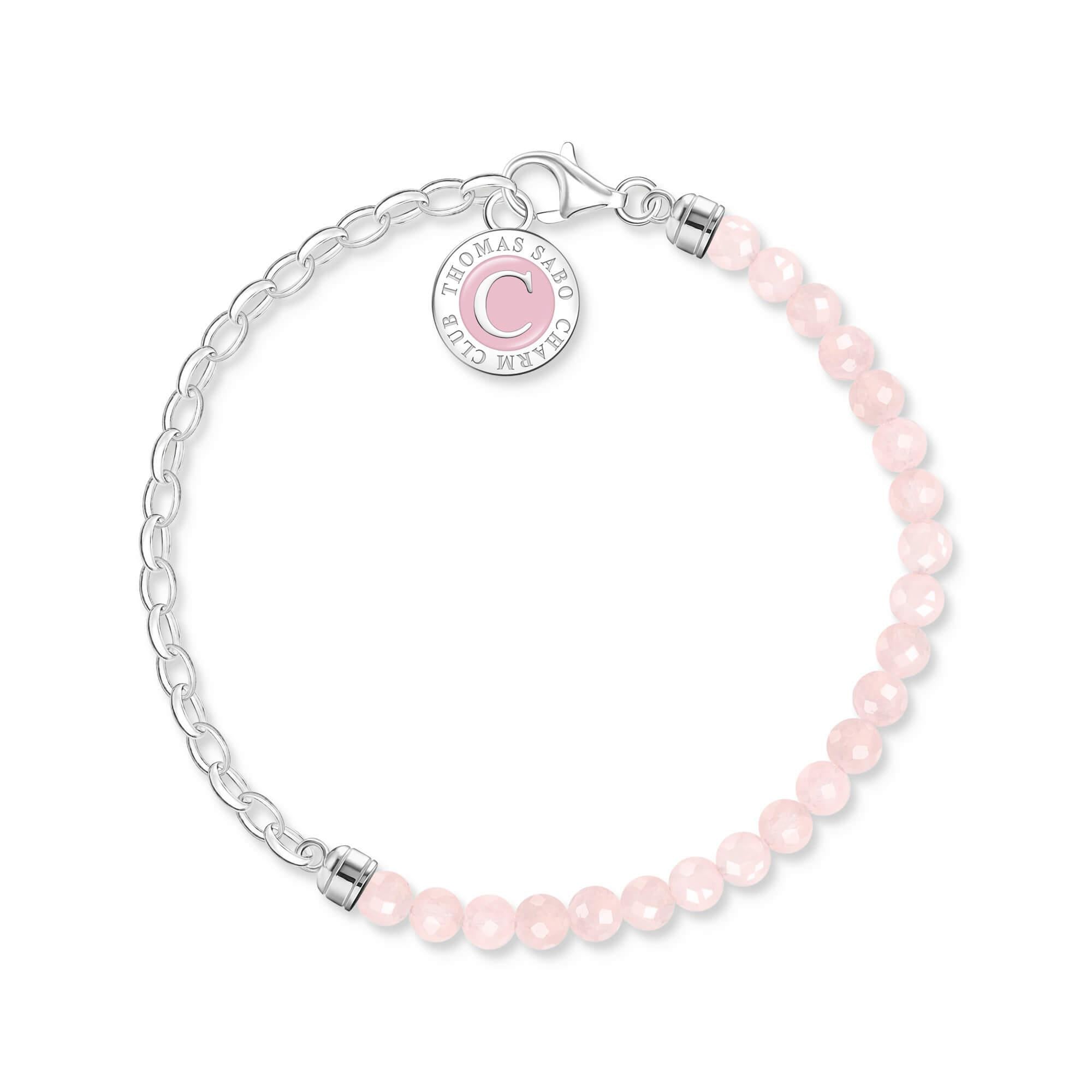 Member Charm Bracelet With Rose Quartz Beads