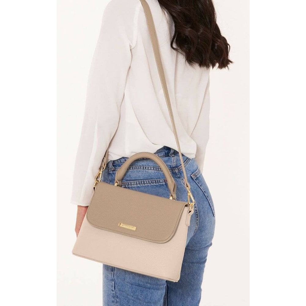 Talia Two Tone Messenger Bag | Taupe And Nude Pink | 19.5 X 24.5 X 8cm