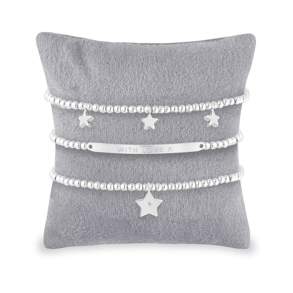 Occasion Gift Box | Just To Say Congratulations | Silver | Set Of 3 Bracelets | 17.5cm Stretch