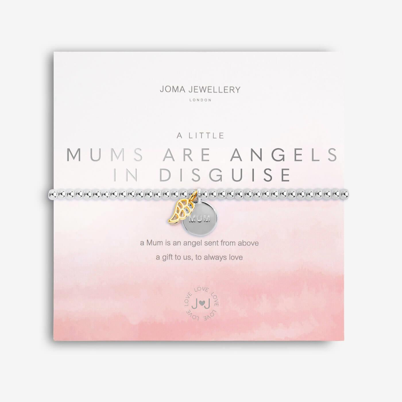 A Little | Mums Are Angels In Disguise | Silver | Bracelet | 17.5cm Stretch