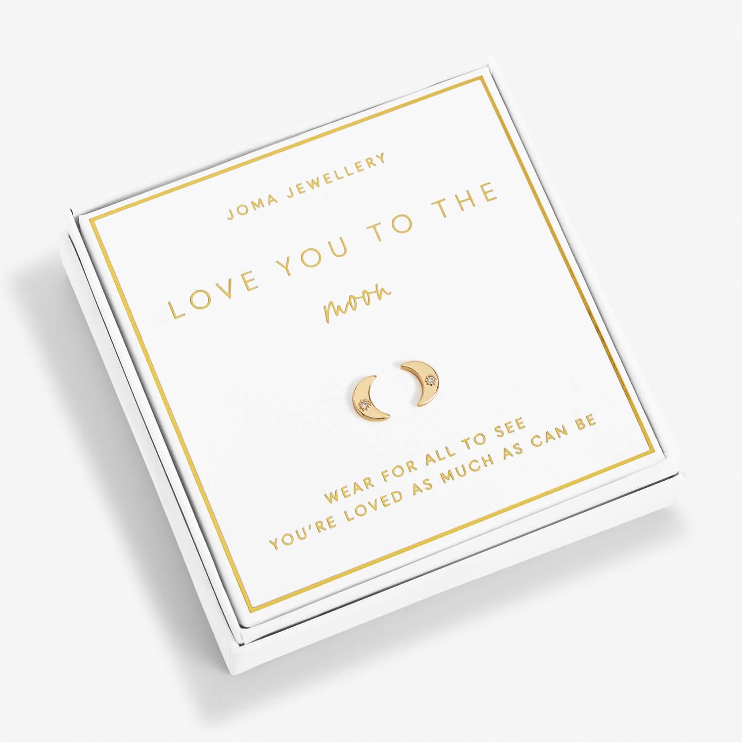 Beautifully Boxed 'Love You To The Moon' Gold Earrings