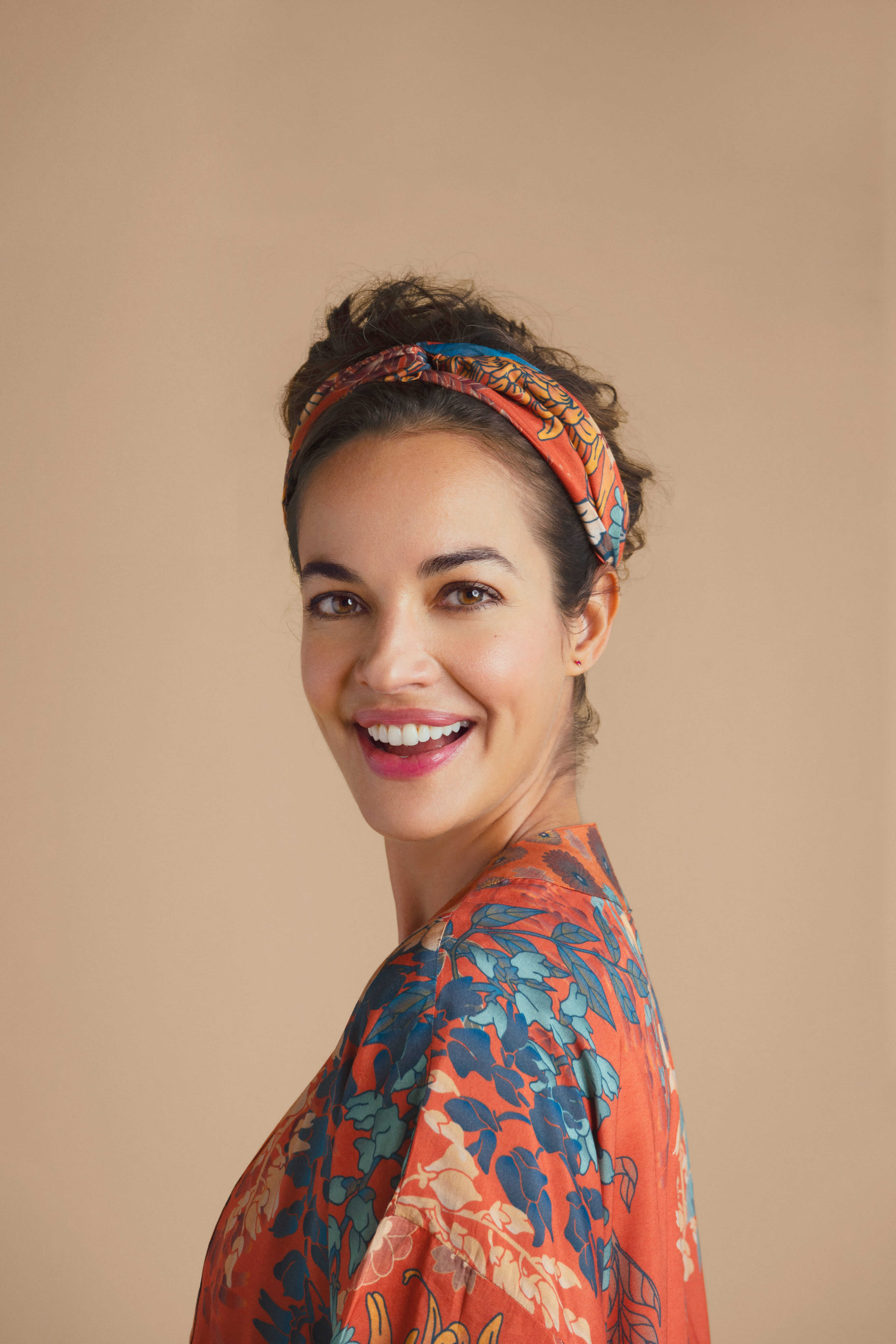 Hummingbird Elasticated Headband - Terracotta