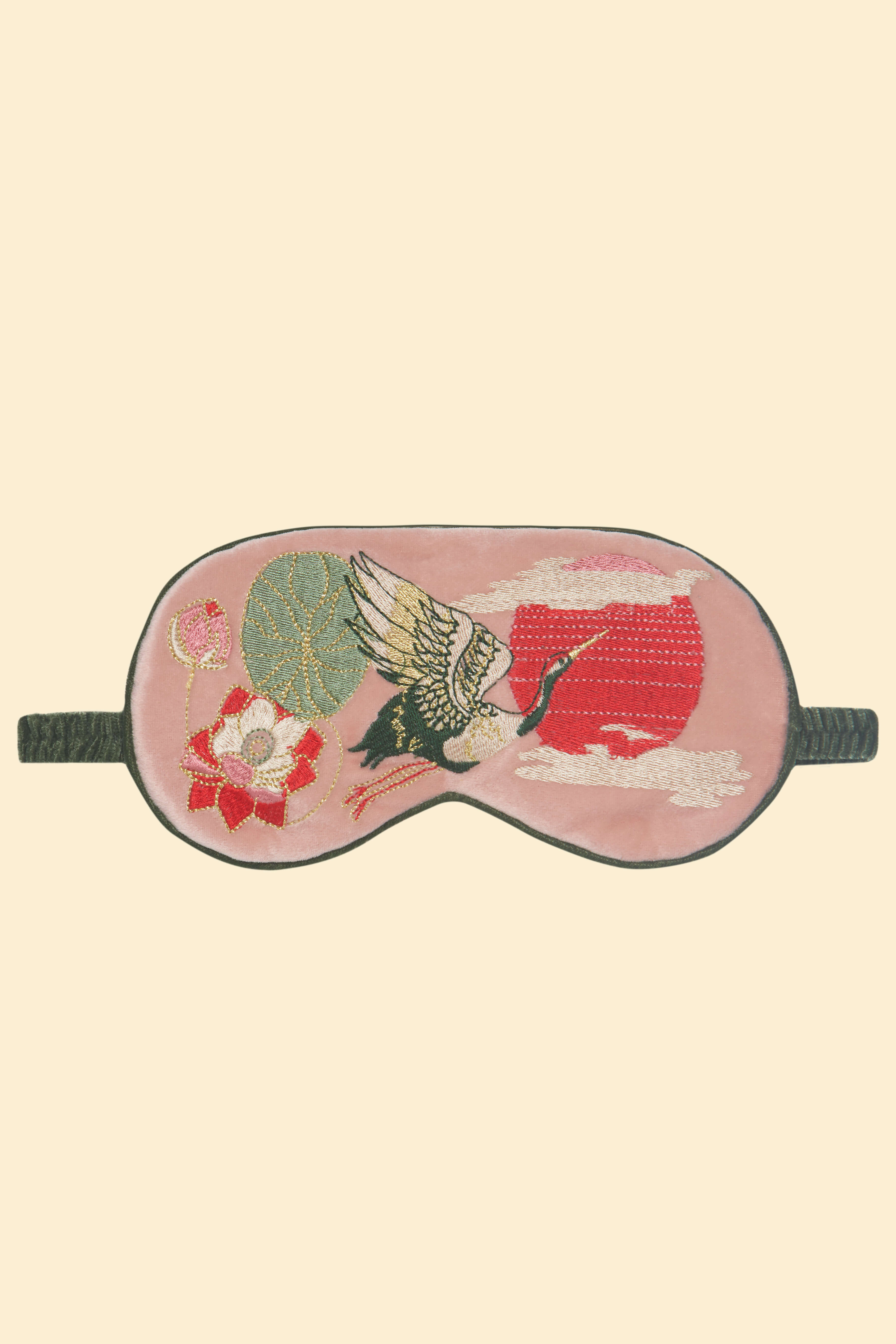 Luxury Lavender Velvet Eye Mask - Crane at Sunrise