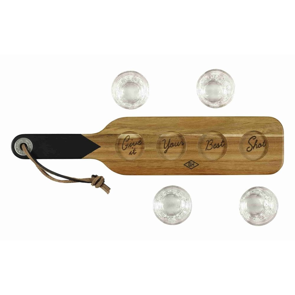 Serving Paddle & Shot Glasses