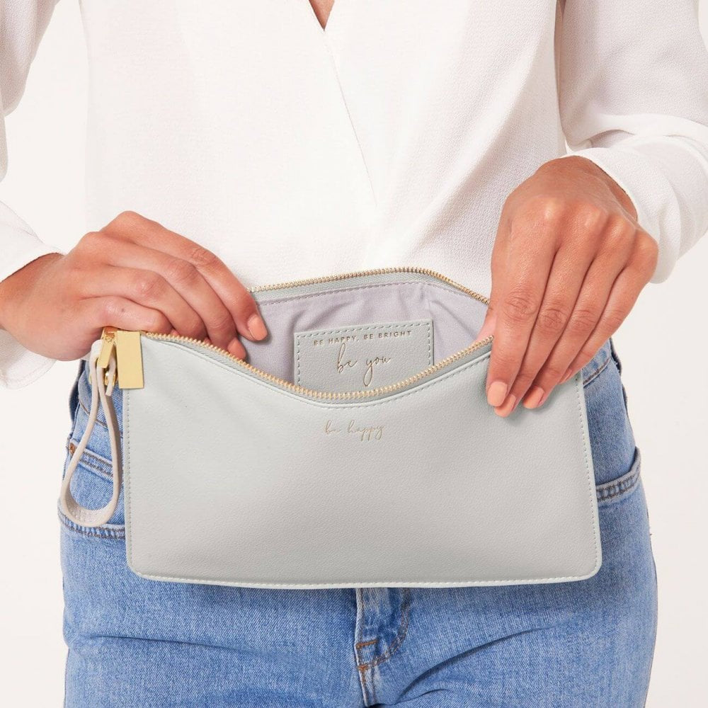 Secret Message Pouch | Be Happy, Be Happy, Be Bright, Be You | Grey | 16 X 24 Cm