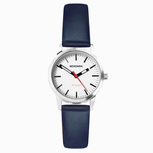 Nordic White Dial & Blue Leather Strap Watch
