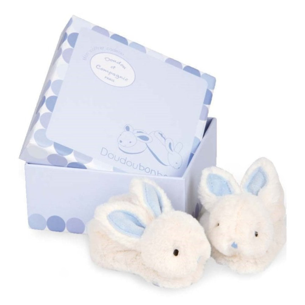 Blue Rabbit Booties Set With Rattle