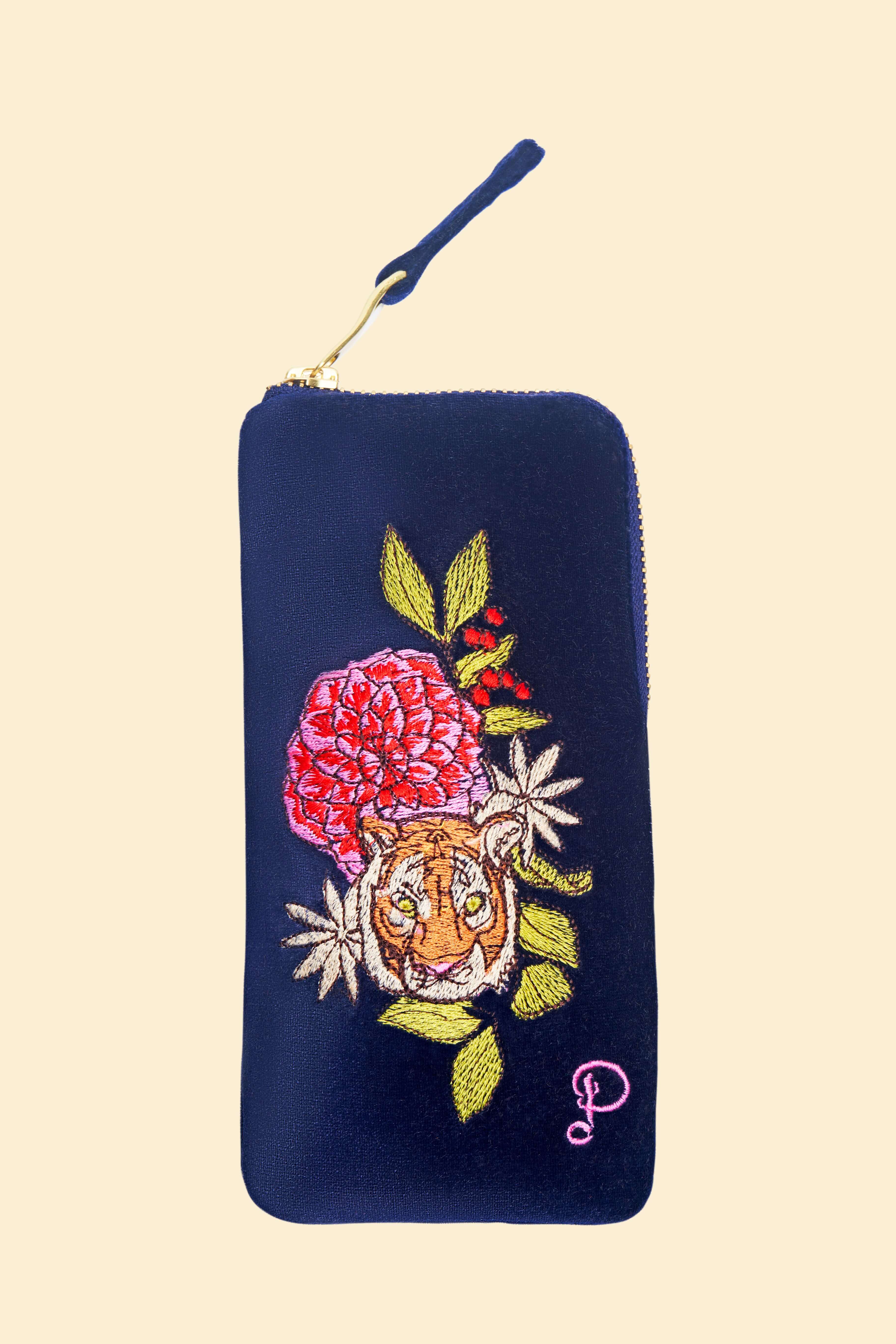 Floral Tiger Face Sunglasses Pouch