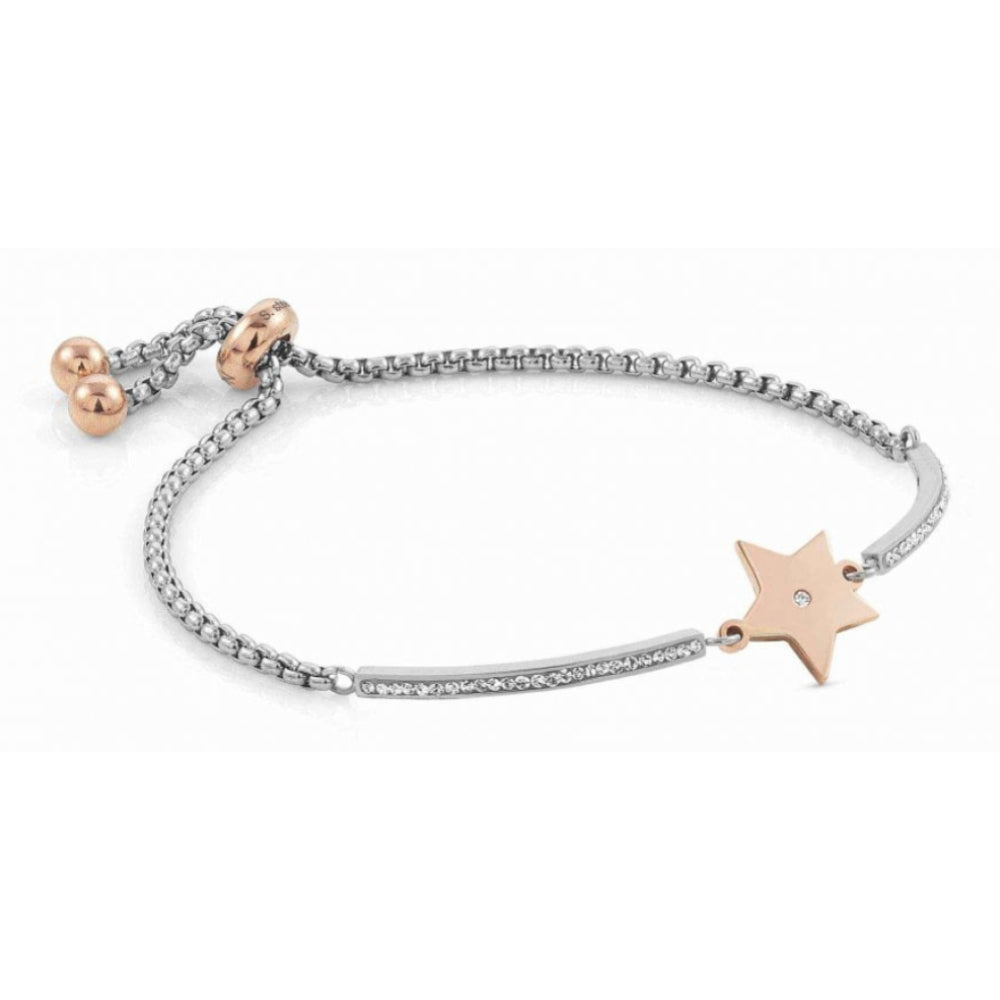 Milleluci Rose Gold Finish Star Toggle Pav Half Bangle Bracelet