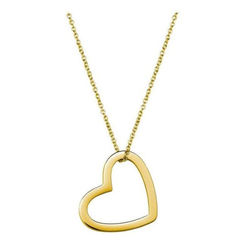 Outline Heart Necklace Gold