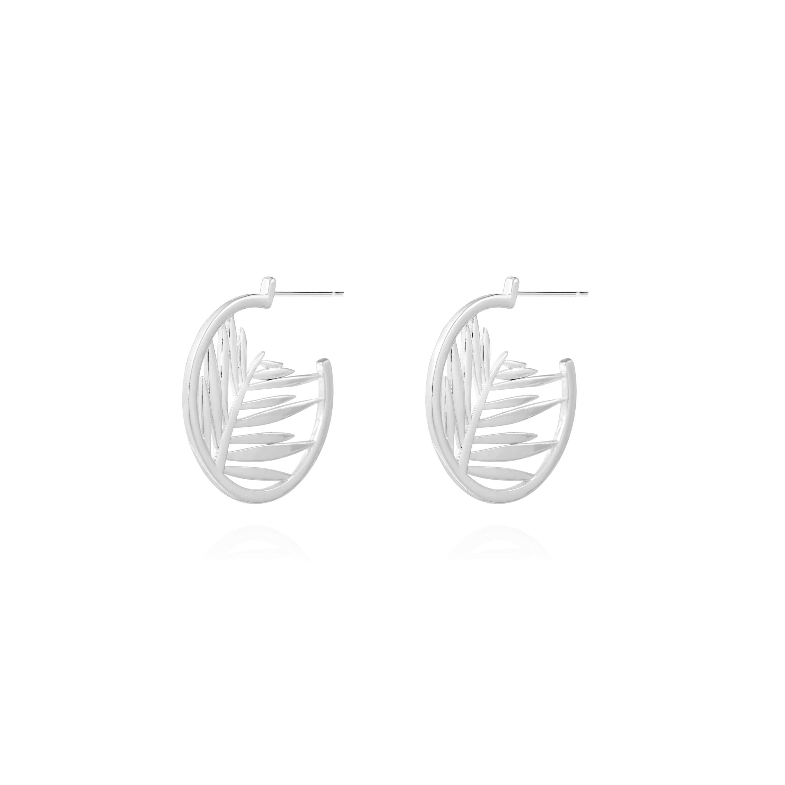 Statement Earrings | Silver | Palm | Hoop Earrings