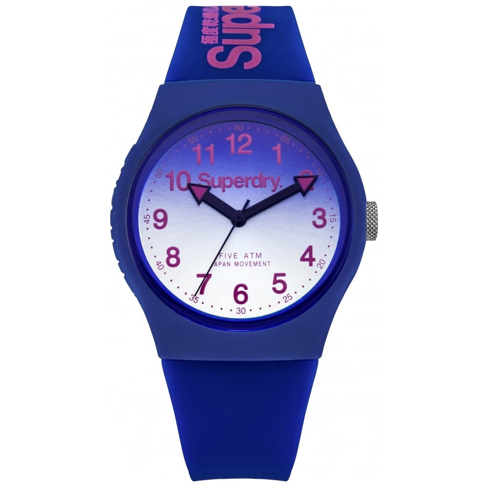 Urban Laser' Blue Silicone Strap Watch With Gradient Blue Mirror Dial