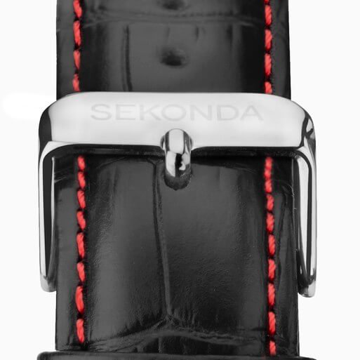 Maverick Black Dial & Black Leather Strap Men's Watch
