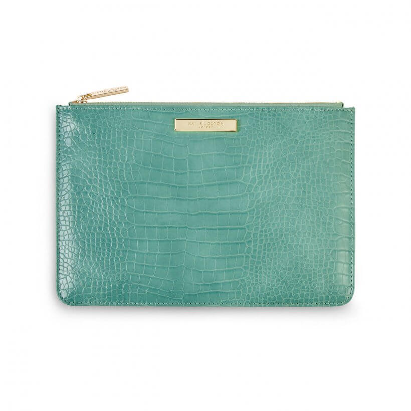Celine Faux Croc Perfect Pouch | Mint Green