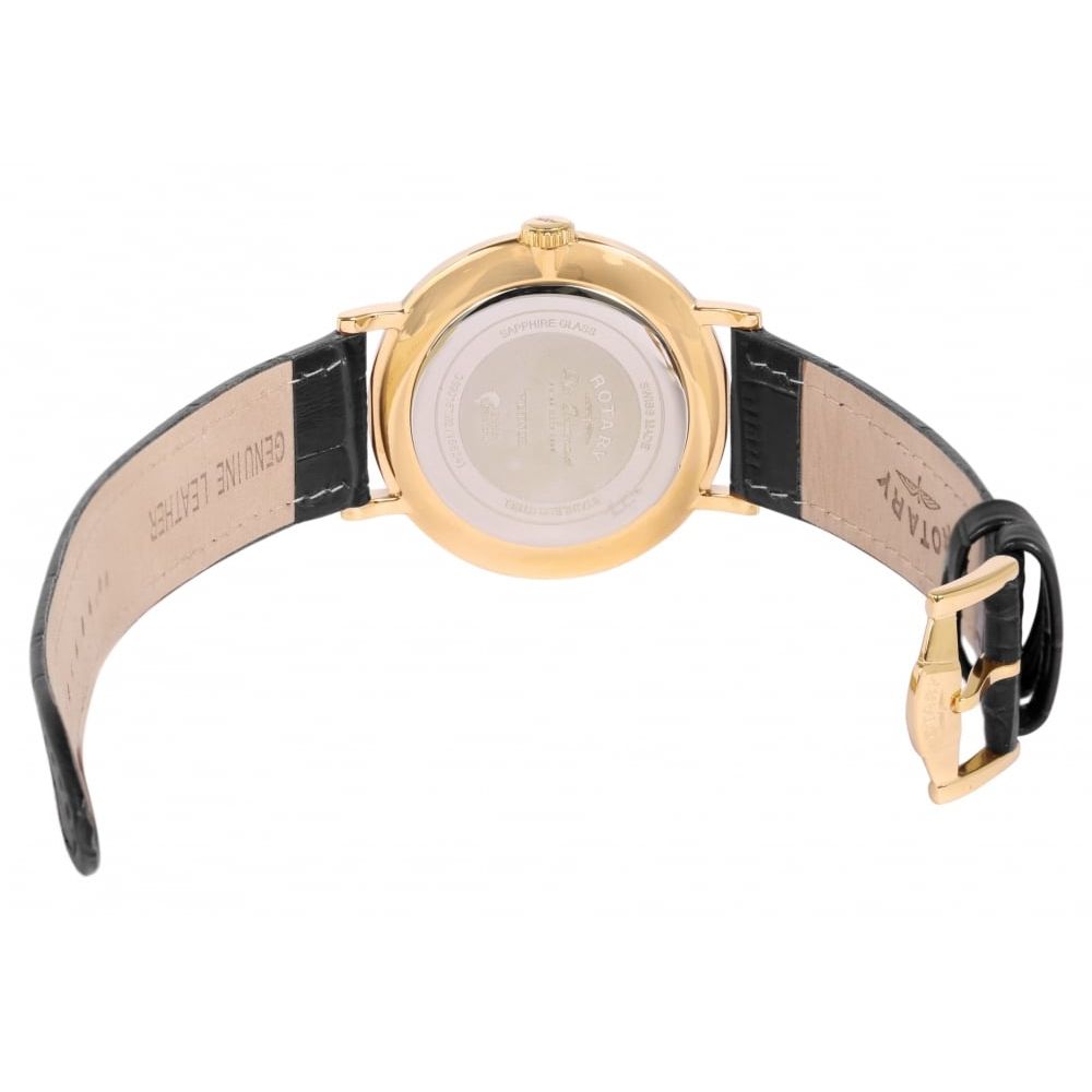 Gold Plated Day Date Dial & Leather Strap Gents Wristwatch