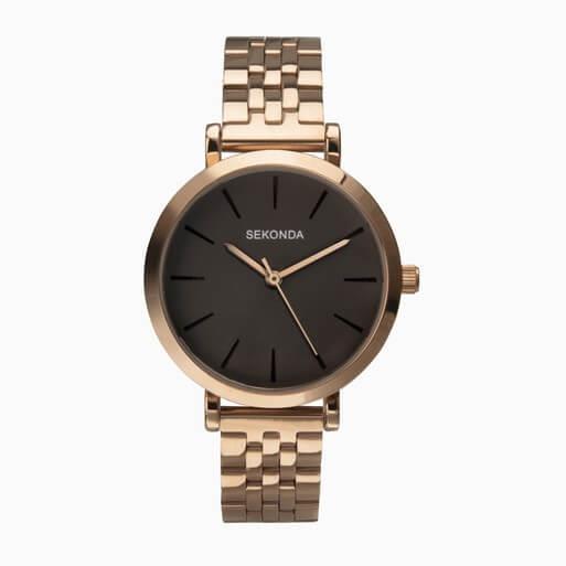 Rose Gold Case With Grey Dial & Rose Gold Tone Bracelet Ladies Classic Watch
