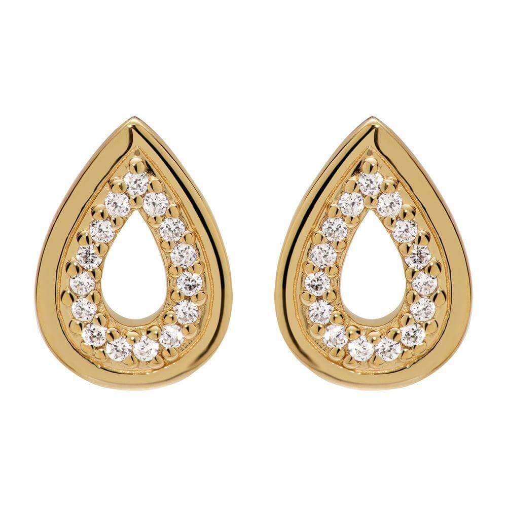 Yellow Gold Plated Teardrop Stud Earrings