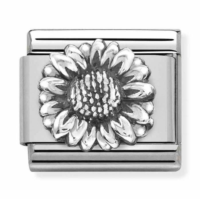 Composable Classic Relief Silver Sunflower Link