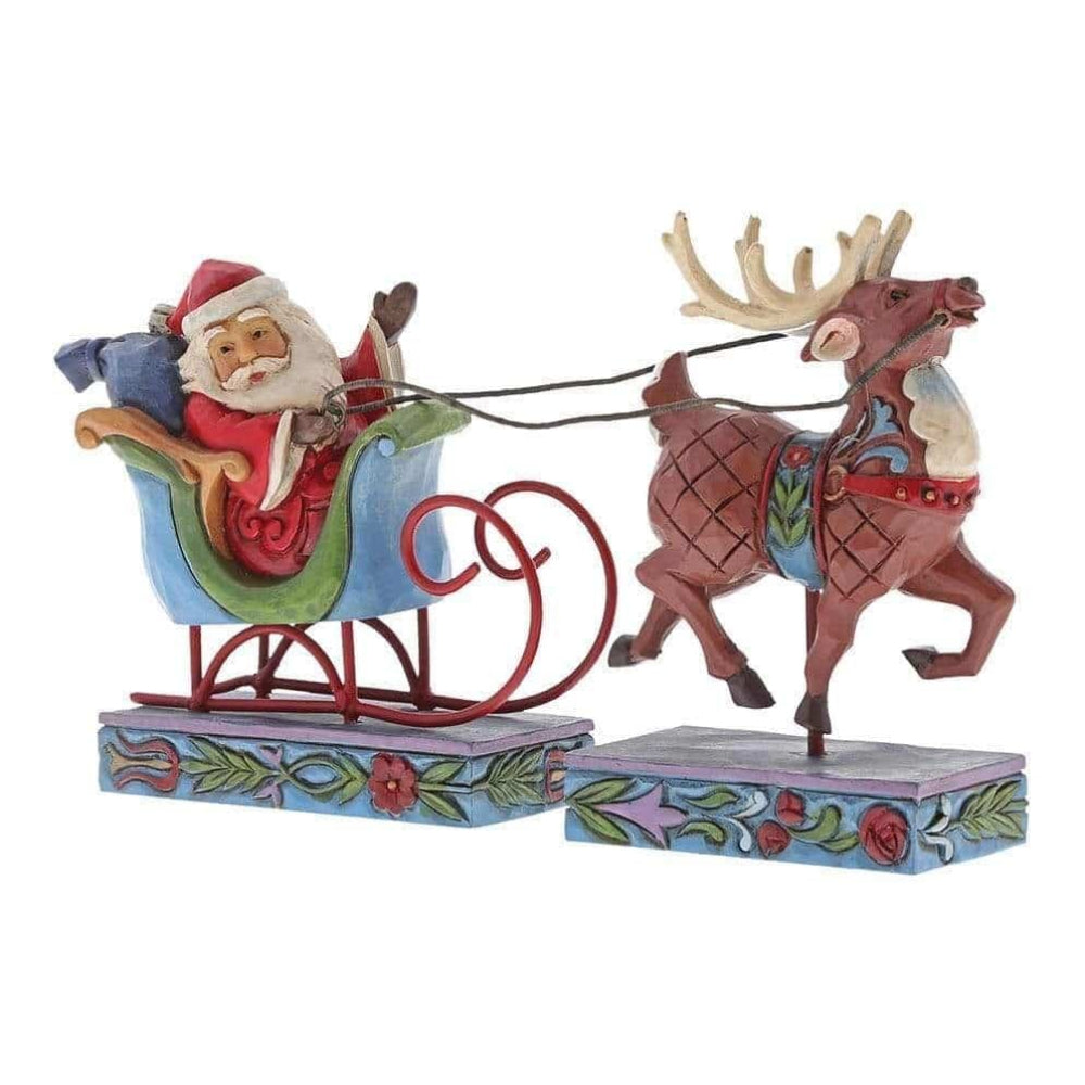 Santa Sleigh With Reindeer Set of 2