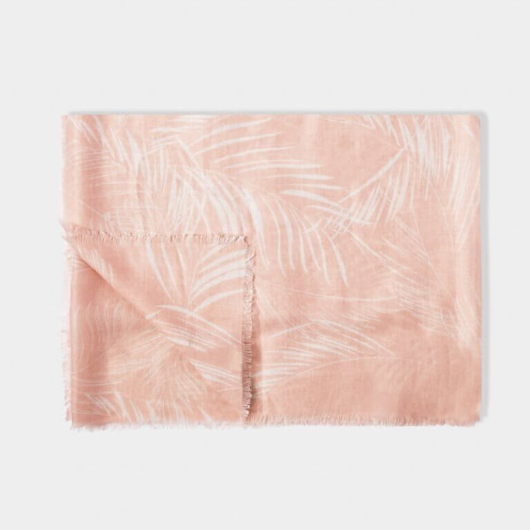 Feather Scarf Dusty Pink / White