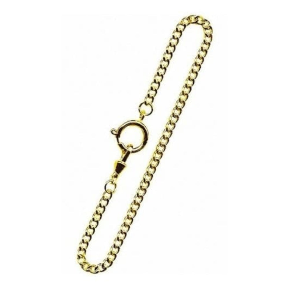 Gold Plated 12 Inch Bolt Ring Pocket Watch Chain
