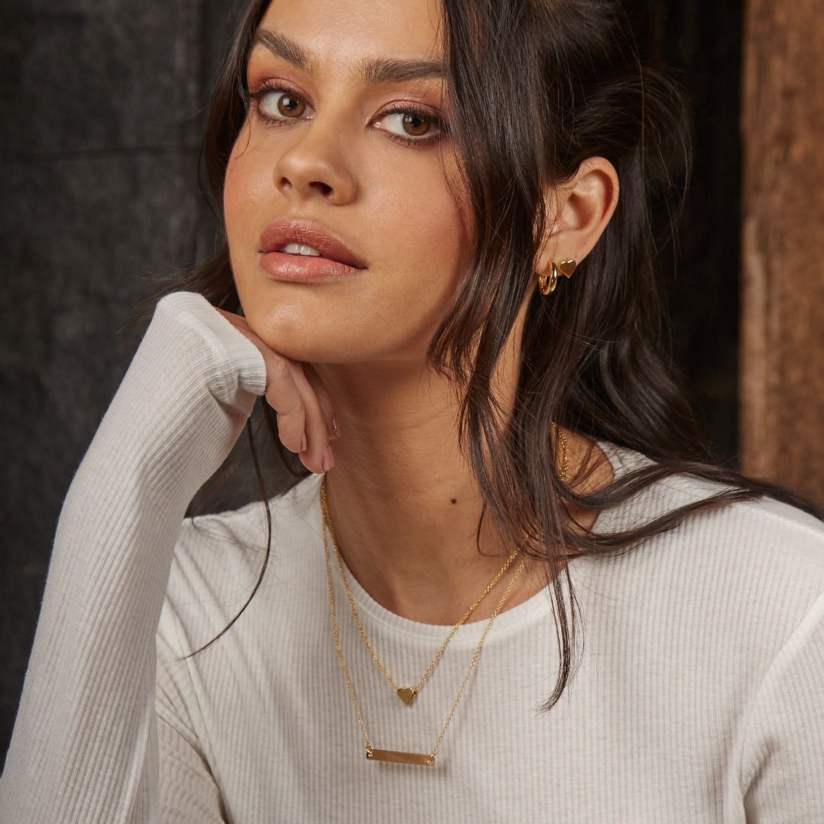 Gold Plated Engravable Bar Necklace