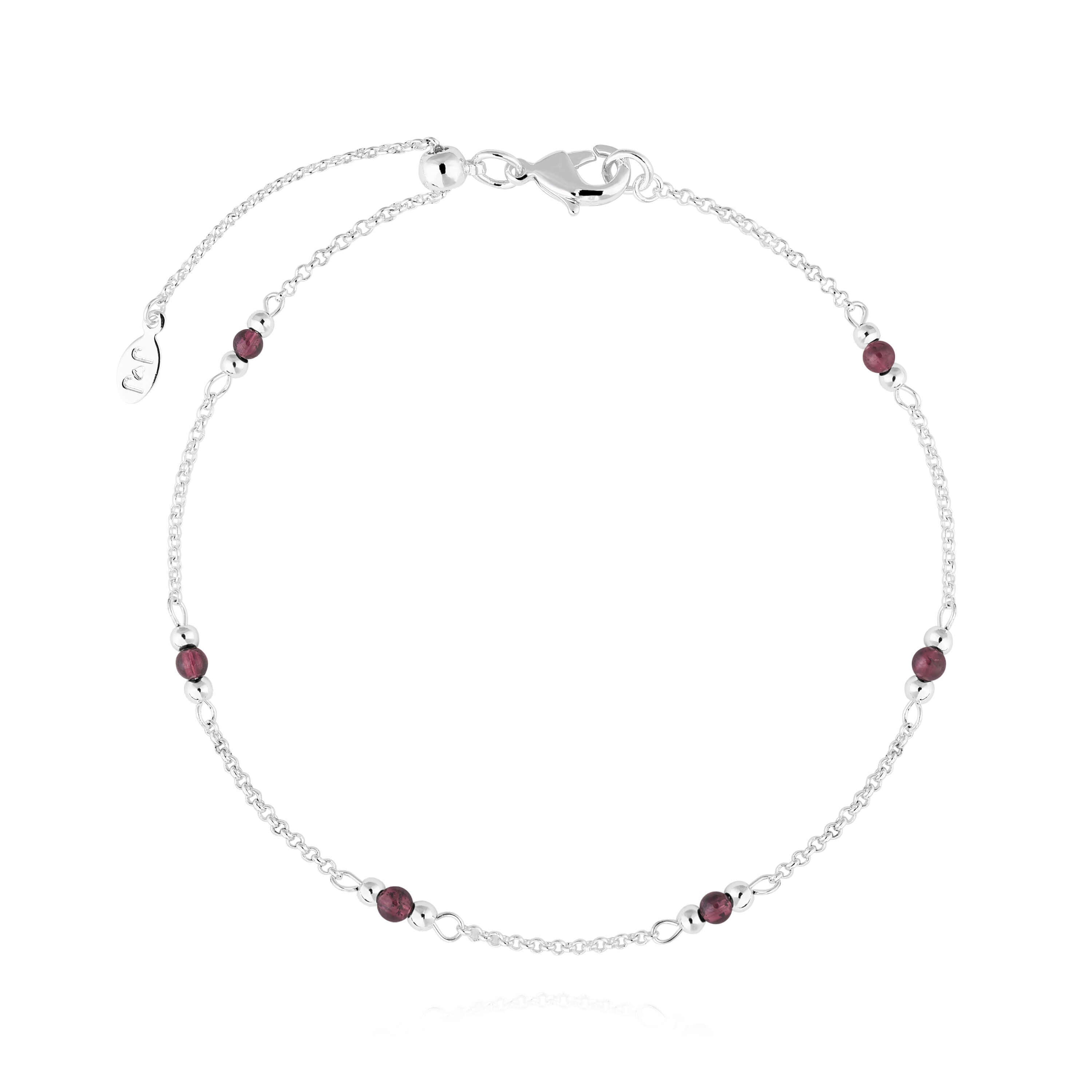 Anklet | Birthstone January Garnet | Silver | 26cm Adjustable