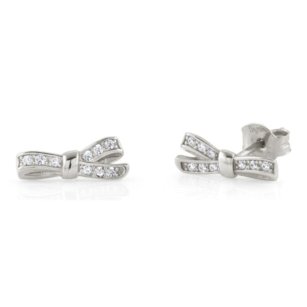 Sterling Silver BOW Stud Cubic Zirconia Earrings