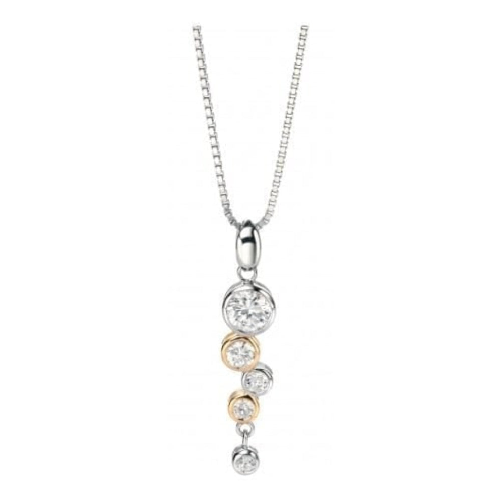 Ladies Two Tone Necklace With Cubic Zirconia