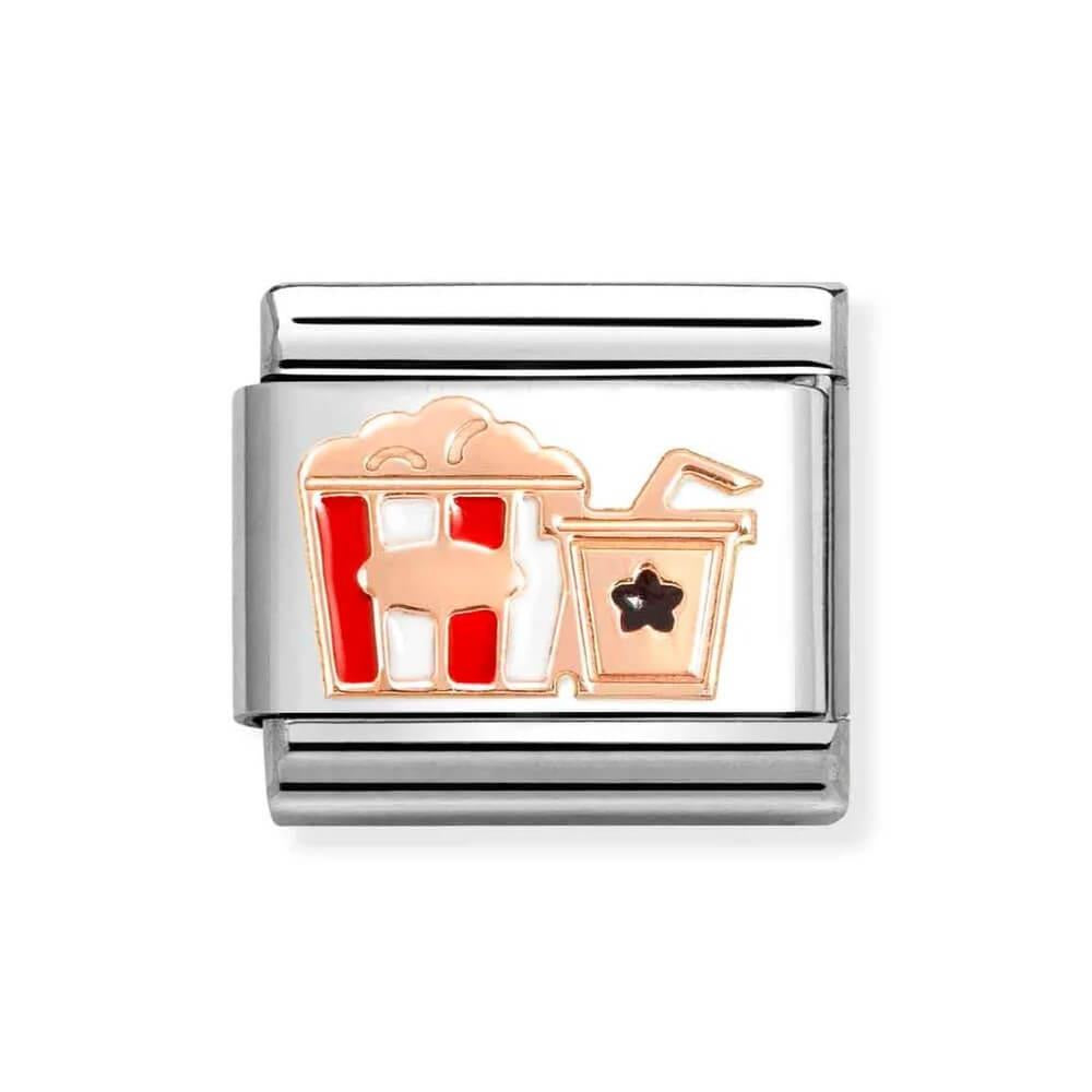 Composable Classic Link Popcorn & Drink Symbol In 9k RG & Enamel