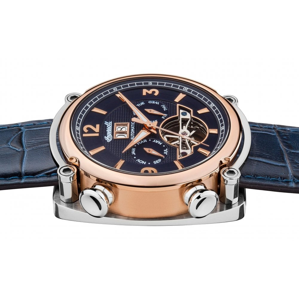 Mens The Michigan Automatic Watch with Blue Dial and Blue Leather Strap