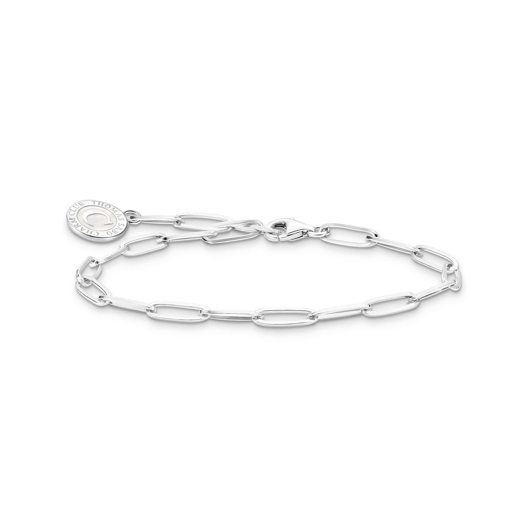 Member Charm Long Anchor Link Bracelet With White Charmista Disc